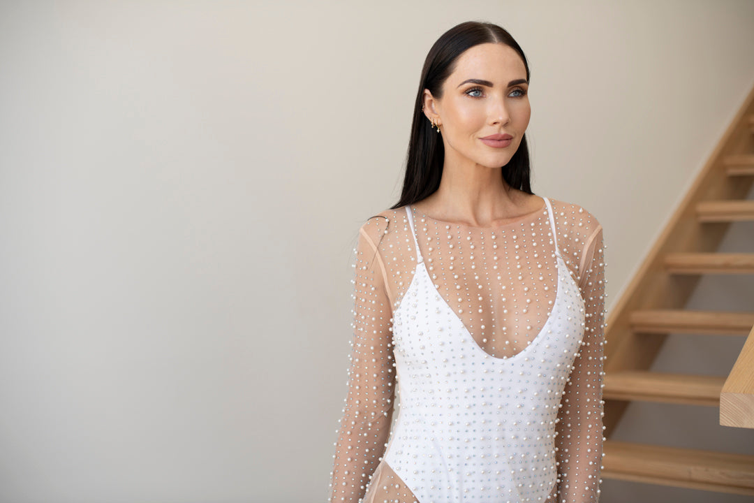 Pearl Mesh Maxi Dress